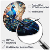 Blue Coral Indian Art Dancing Peacock I - Asymmetric Metal Wall Clock