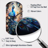 Blue Coral Indian Art Dancing Peacock I - Asymmetric Metal Wall Clock