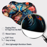 Blue Coral Indian Art Dancing Peacocks II - Asymmetric Metal Wall Clock