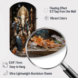 Gold Grey Indian Art Mystic Ganesha - Asymmetric Metal Wall Clock