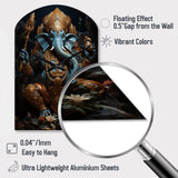 Teal Gold Indian Art Mystic Ganesha - Asymmetric Metal Wall Clock