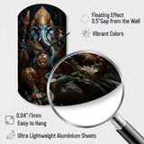 Teal Gold Indian Art Mystic Ganesha - Asymmetric Metal Wall Clock
