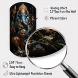 Teal Gold Indian Art Mystic Ganesha - Asymmetric Metal Wall Clock
