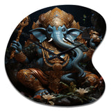Teal Gold Indian Art Mystic Ganesha - Asymmetric Metal Wall Clock