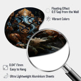 Teal Gold Indian Art Mystic Ganesha - Asymmetric Metal Wall Clock