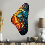Colorful Indian Art Mystic Rangoli III - Asymmetric Metal Wall Clock