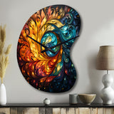 Colorful Indian Art Mystic Rangoli III - Asymmetric Metal Wall Clock