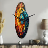 Colorful Indian Art Mystic Rangoli III - Asymmetric Metal Wall Clock