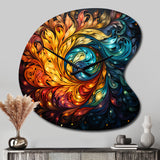 Colorful Indian Art Mystic Rangoli III - Asymmetric Metal Wall Clock