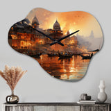 Indian Art Sunset At - Asymmetric Metal Wall Clock