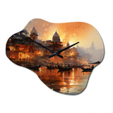 Indian Art Sunset At - Asymmetric Metal Wall Clock