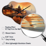 Indian Art Sunset At - Asymmetric Metal Wall Clock