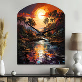Indian Art Tropical Paradise III - Asymmetric Metal Wall Clock