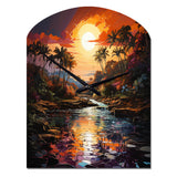 Indian Art Tropical Paradise III - Asymmetric Metal Wall Clock