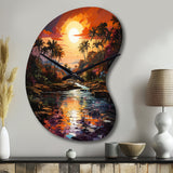 Indian Art Tropical Paradise III - Asymmetric Metal Wall Clock