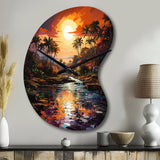 Indian Art Tropical Paradise III - Asymmetric Metal Wall Clock