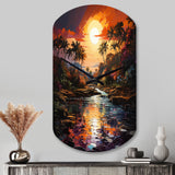 Indian Art Tropical Paradise III - Asymmetric Metal Wall Clock