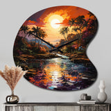 Indian Art Tropical Paradise III - Asymmetric Metal Wall Clock