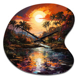 Indian Art Tropical Paradise III - Asymmetric Metal Wall Clock