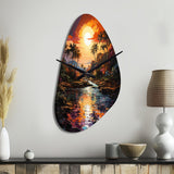 Indian Art Tropical Paradise III - Asymmetric Metal Wall Clock