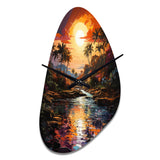 Indian Art Tropical Paradise III - Asymmetric Metal Wall Clock
