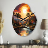 Indian Art Tropical Paradise III - Asymmetric Metal Wall Clock