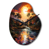 Indian Art Tropical Paradise III - Asymmetric Metal Wall Clock