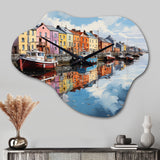 Ireland Harbor Reflections an Acrylic I - Asymmetric Metal Wall Clock