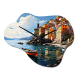 Beige Italy Cinque Terre I - Asymmetric Metal Wall Clock