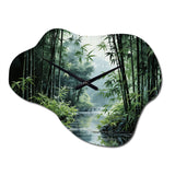 Japon Art Bamboo Forest - Asymmetric Metal Wall Clock