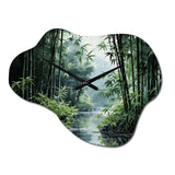 Japon Art Bamboo Forest - Asymmetric Metal Wall Clock