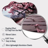 Japon Art Cherry Blossom Pink Path - Asymmetric Metal Wall Clock