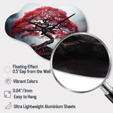Red Japanese Maple - Asymmetric Metal Wall Clock