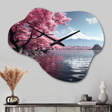 Japon Art Pink Mount Fuji II - Asymmetric Metal Wall Clock