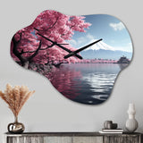 Japon Art Pink Mount Fuji II - Asymmetric Metal Wall Clock
