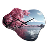 Japon Art Pink Mount Fuji II - Asymmetric Metal Wall Clock