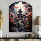 Japon Art Mystical Pagoda - Asymmetric Metal Wall Clock