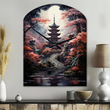 Japon Art Mystical Pagoda - Asymmetric Metal Wall Clock