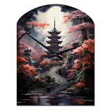 Japon Art Mystical Pagoda - Asymmetric Metal Wall Clock
