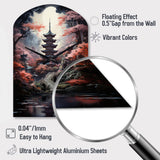 Japon Art Mystical Pagoda - Asymmetric Metal Wall Clock