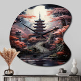 Japon Art Mystical Pagoda - Asymmetric Metal Wall Clock