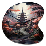 Japon Art Mystical Pagoda - Asymmetric Metal Wall Clock