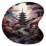 Japon Art Mystical Pagoda - Asymmetric Metal Wall Clock