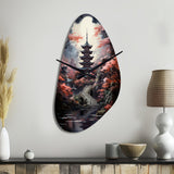 Japon Art Mystical Pagoda - Asymmetric Metal Wall Clock