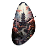 Japon Art Mystical Pagoda - Asymmetric Metal Wall Clock