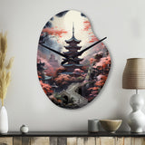 Japon Art Mystical Pagoda - Asymmetric Metal Wall Clock