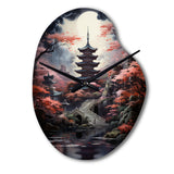 Japon Art Mystical Pagoda - Asymmetric Metal Wall Clock