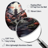 Japon Art Mystical Pagoda - Asymmetric Metal Wall Clock