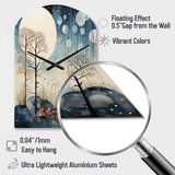 Japon Art Blue Serene Zen Minimalism Landscape III - Asymmetric Metal Wall Clock