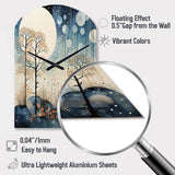 Japon Art Blue Serene Zen Minimalism Landscape III - Asymmetric Metal Wall Clock
